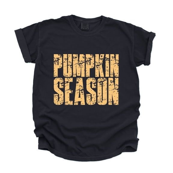Pumpkin Season Block Distressed - Women's Garment Dyed Graphic T-Shirt