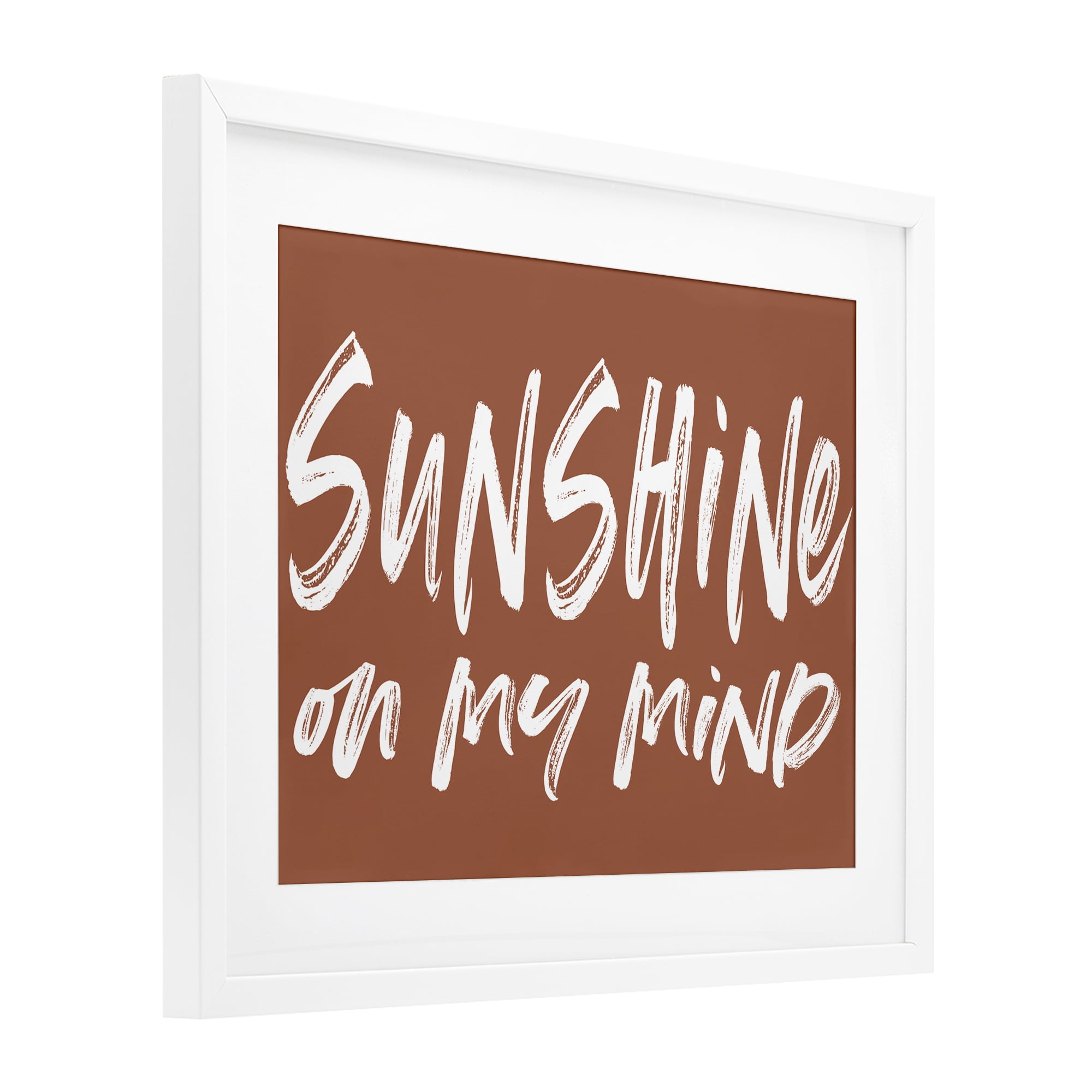 Sunshine State Of Mind Brown White Framed Print Under Glass, design by Lettered and Lined