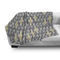 thumbnail image 3 of Feather Soft Flannel Fleece Throw Blanket, Hand Drawn Repeating Pattern Ornate Feathers Style, Cozy Plush for Indoor and Outdoor Use, 50" x 70", Black White Mustard, by Ambesonne, 3 of 6