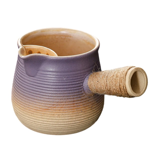 Tetera de cerámica con mango lateral, Infusor de té portátil, tetera para casa de té, agua caliente hirviendo, Hotel, pícnic al aire libre Violeta Macarena Tetera