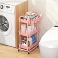 thumbnail image 3 of Carrito utilitario JIUYOTREE de plástico de 3 niveles, color rosa, 3 of 8