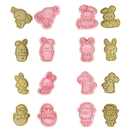 

tsondianz Cookie Cutter Set 8 Pcs 3D Cartoon Animal Shape Cookie Plastic Pressing Biscuit Mold