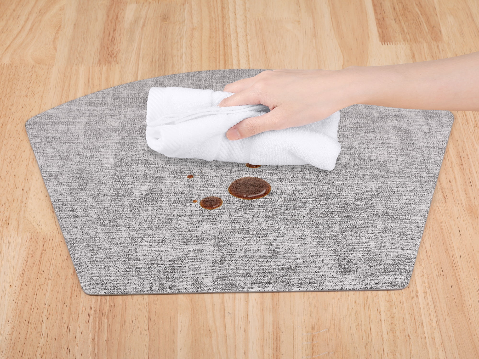Unique Bargains Set of 6 Faux Leather Placemats Gray