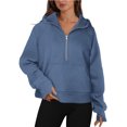 thumbnail image 6 of Women's half-zip hooded sweatshirt, loose fit, fashionable fleece sweatshirt, 6 of 6