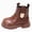 A13-Brown, variant on Girls Short Boots Kids Leather Boots for Little Girls Casual Wear