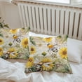 thumbnail image 5 of Summer Sunflower Bee Outdoor Pillow Covers Pack of 2 Yellow Floral Plants Wood Grain Rustic Waterproof Throw Pillow Covers Decorative Cushion Cases for Patio Garden Tent Balcony Couch 20x20 inch, 5 of 8