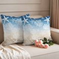 thumbnail image 2 of Blue Brown Ombre Coastal Outdoor Waterproof Pillow Covers, Sea Nautical Summer Beach Starfish Coral Decorative Square Throw Pillowcase Sofa Cushion Sham for Patio/Couch/Chair, 16"x16" 2 Pack, 2 of 8