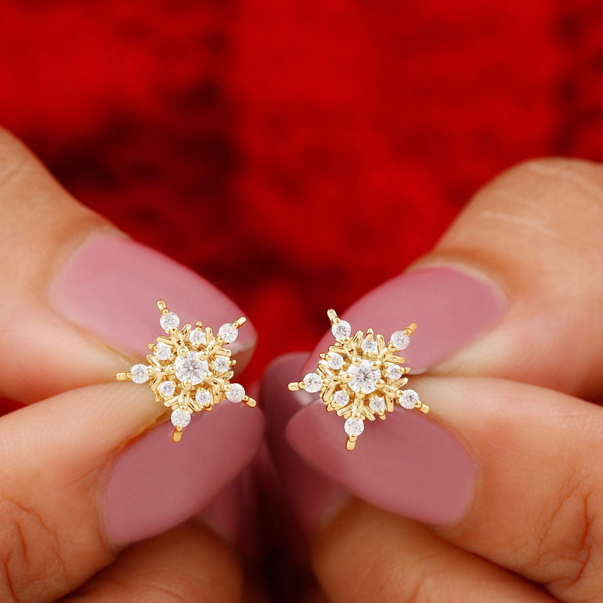 14K Gold Snowflake Christmas Ornament Earrings | Eunoia Selects