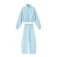 thumbnail image 5 of Stamzod Fall Winter Clothes for Girls 10-12 Casual Cropped Zip Up Sweatshirt and Barrel Sweatpants Girls 2 Piece Outfits Blue 9-10Years, 5 of 10