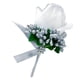 thumbnail image 1 of Broche de flores flores en rosas Muñeca Boutonniere Corsage, Accesorio de novia, Blanco y Gris Plata, 1 of 9