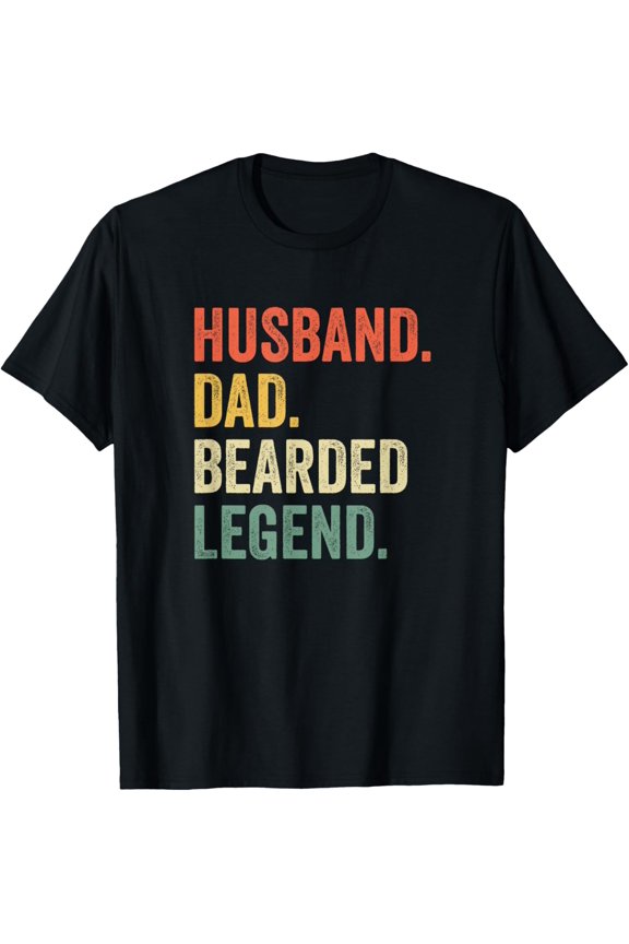 Funny Bearded Husband Dad Beard Legend Vintage T-Shirt