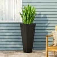 VORENE 13" x 32.5" Modern MGO Cast Stone Planter Decorative Flower Pot for Outdoor Garden Patio Black
