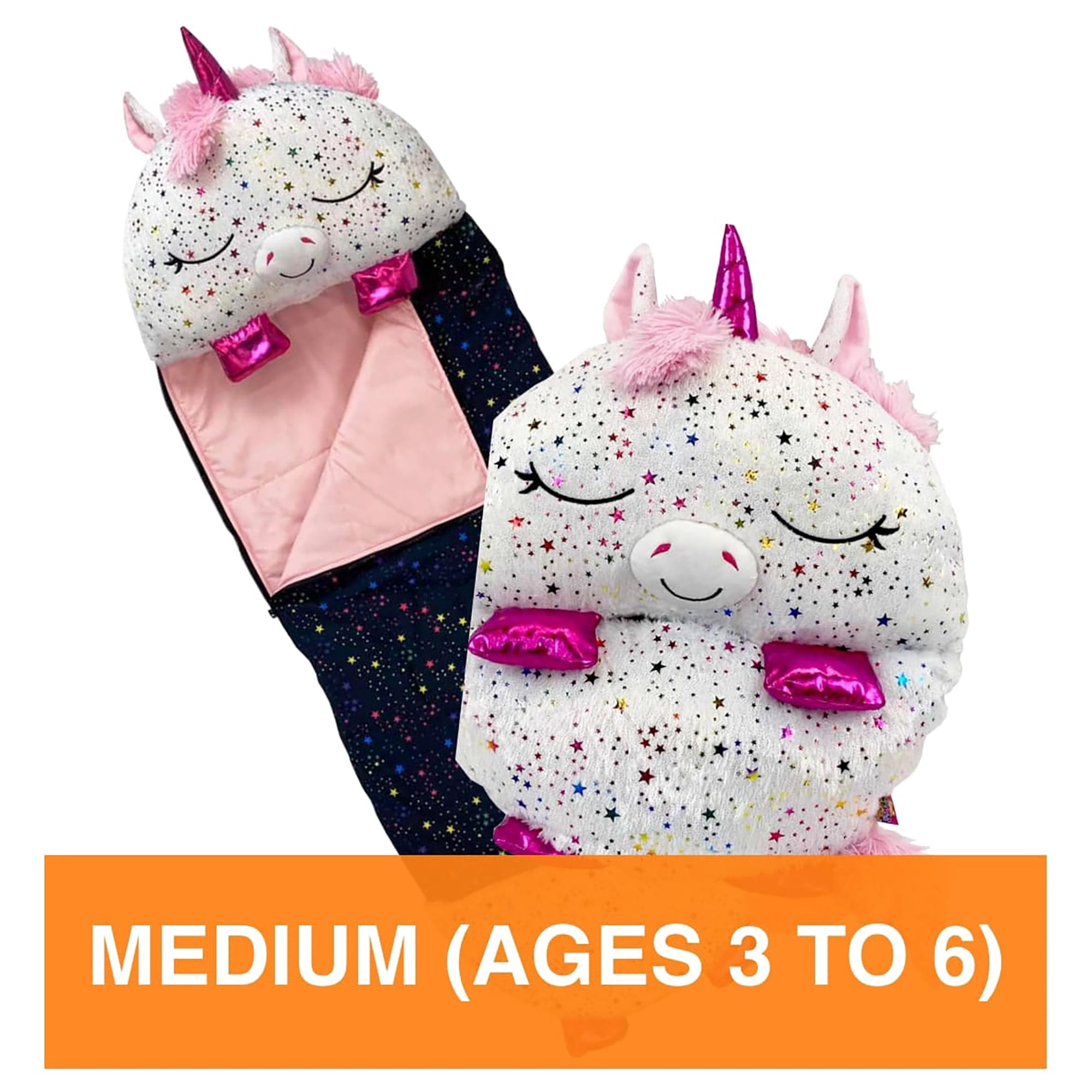 Happy Nappers: Pillow & Sleepy Sack: Medium - Shimmer Unicorn - 54 x 20", 2-In-1: Plush Animal Opens To Sleeping Bag, Soft Play & Nap Character, Kids 3+