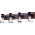 thumbnail image 1 of Blake 4 Light Vanity Light Fixture - Matte Black and Faux Wood, 1 of 2