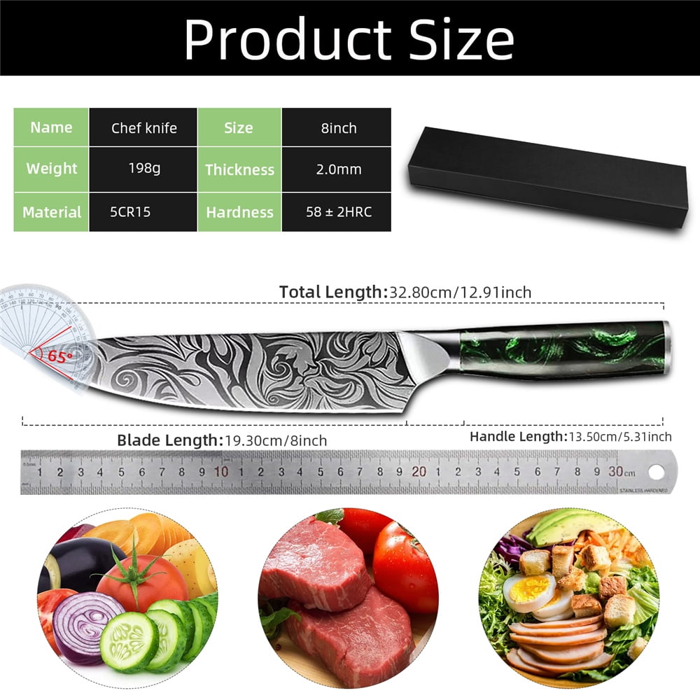 Myvit Damascus Steel Kitchen Knife 3-7Piece Set Japanese Santoku Knife Professional Chef Knife with Easy-Grip Resin Handle