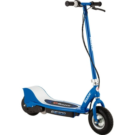 Razor E300 Electric Scooter - Blue, for Ages 13+ and up to 220 Lbs., 9 In. Pneumatic Front Tire, Up to 15 mph and up to 10-mile Range, 250W Chain Motor, 24V Sealed Lead-Acid Battery