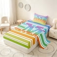 thumbnail image 2 of Manfei Rainbow Stripe Monogram Twin Sheets, Glitter Letter M Bedding, Multicolor White, Polka Dots Reversible 3 Pieces1 Flat Sheet + 1 Fitted Sheet + 1 Pillowcase, 2 of 6