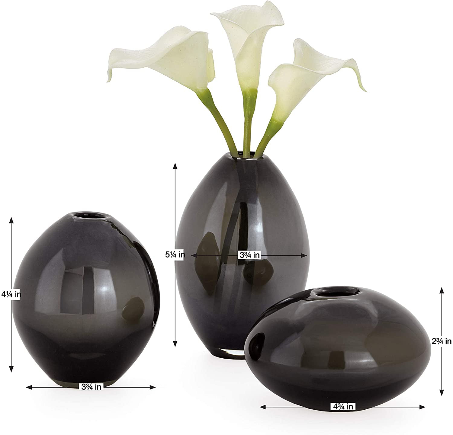 Midnight Purple Torre & Tagus Mini Lustre Bud Vase Set for Home Office Tabletop Centerpiece