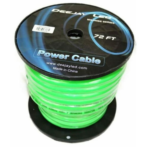 72 ft. 70 Percent Aluminum & 30 Percent Copper Power Cable for Vehicular Audio Amplifiers, Green