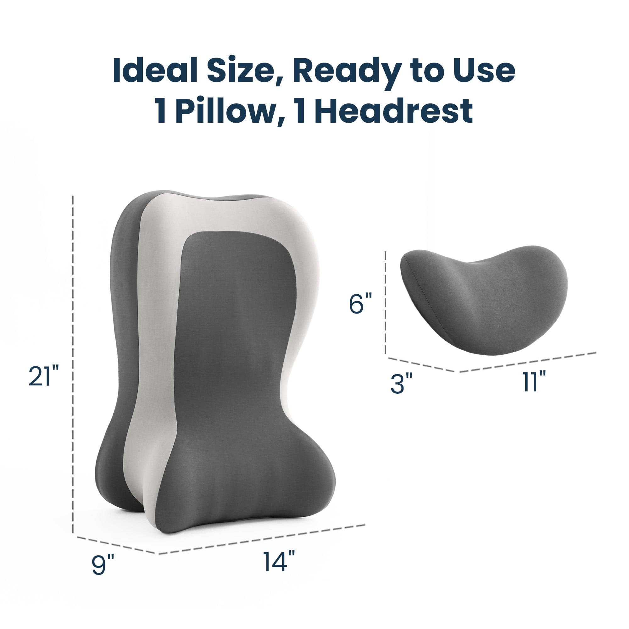 SLEEP ZONE Memory Foam Reading Pillow, Multi-Position Support Bed Pillow for Petite Adults, Reading Tools, Fun Couple Pillows Prone Back and Knee Support Leg Elevation with Washable Cover, Gray