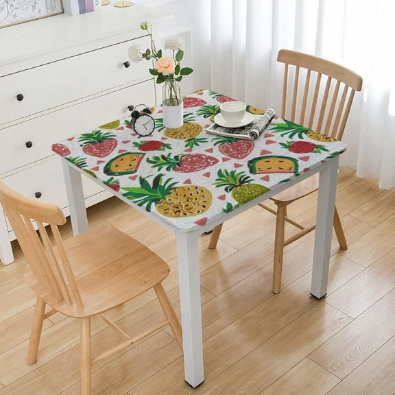 HAOXIT Fitted Tablecloth for Square Table Summer Seamless Pattern Elastic Fitted Table Cover Waterproof Table Cloth for Indoor Outdoor Party Dinner Patio Decor 36*36