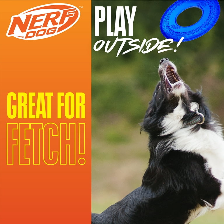 Nerf Dog 10-inch Rubber Flyer Toy Frisbee for Large Pets, Tug War