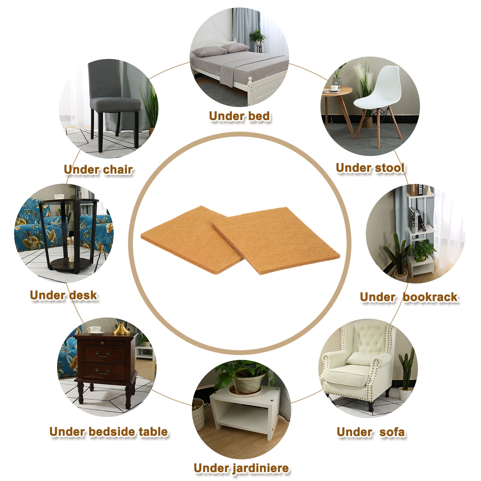 Felt Furniture Pads, 16Pack 5.12" x 4.49" Adhesive Backed Felt Non-slip Anti-scratch Chair Leg Protectors for Protecting Hardwood Floor, Light Brown