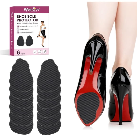Welnove Non-Slip Shoe Sole Protector Grips for Women High Heels Sandals Flats, 6 Pairs