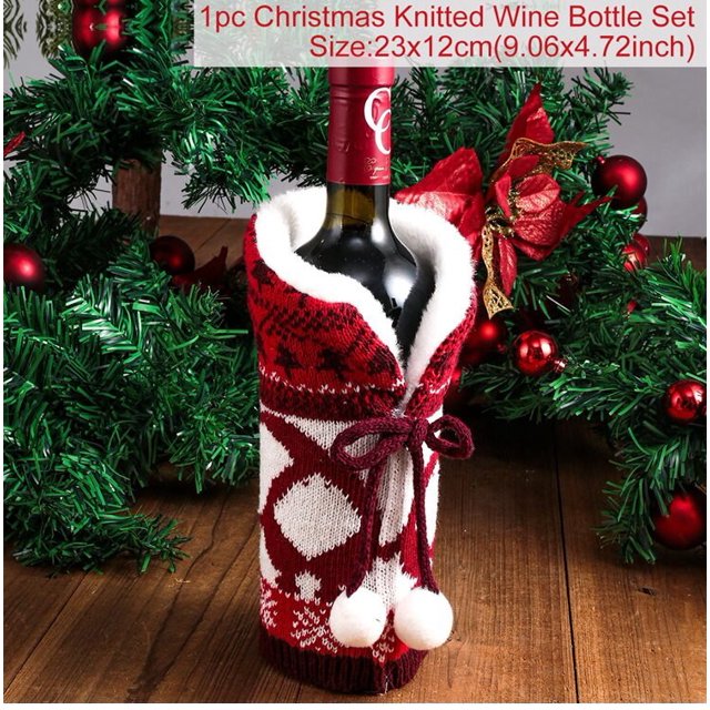FengRise-cubierta de botella de vino de Papá Noel para el hogar, medias de muñeco de nieve, soportes de regalo, decoración de Navidad, Año Nuevo