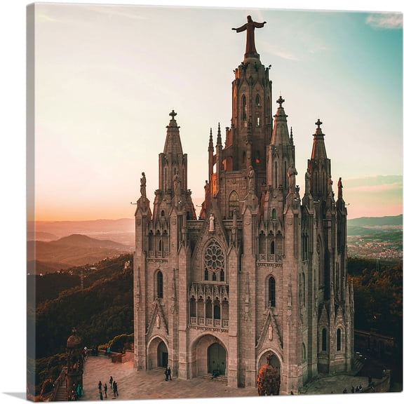 ARTCANVAS Cathedral in Barcelona Spain Square Canvas Art Print - Size: 12" x 12" (0.75" Deep)