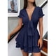 thumbnail image 2 of Vestido PRETTYGARDEN de Verano con Escote en V y Mangas Cortas Azul Marino Talla L, 2 of 6