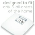 thumbnail image 2 of Beurer PS25 Personal Bathroom Scale, Smart & Accurate Body Weight Control, XL Scale with Illuminated LCD Display, High Precision Weighing, Timeless White Design, Quick Start, Batteries Included, 2 of 10