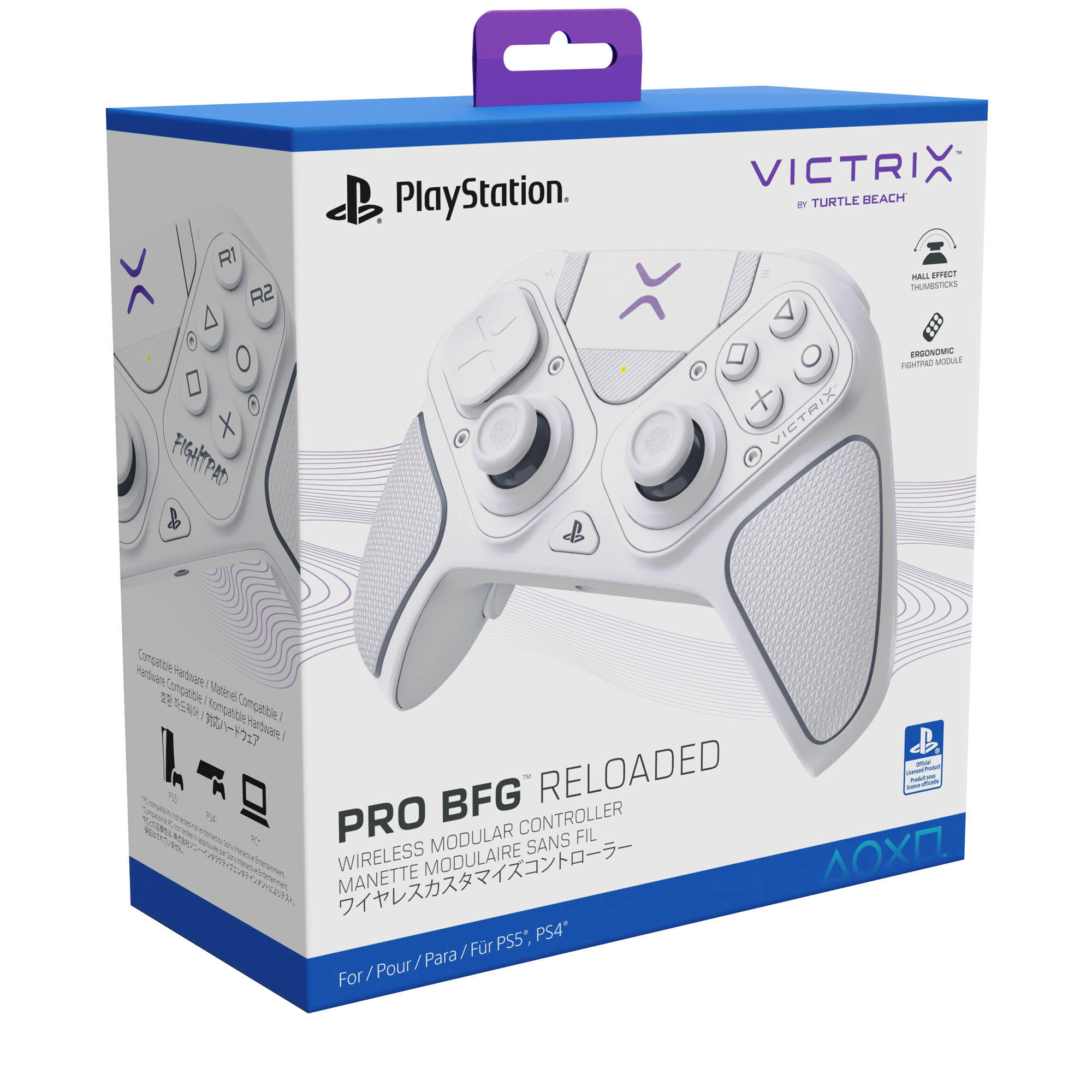 Turtle Beach Victrix Pro BFG Reloaded Wireless Modular Gaming Controller for PlayStation 5, PlayStation 4, PC; Fightpad Module, Hall-Effect Thumbsticks/Triggers, Remappable Buttons - White