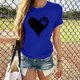 thumbnail image 2 of Gibobby Playera Corte clásico para Mujer Blusa con cuello en O Blusa con estampado en forma de corazón Camiseta con mangas para mujer Blusa corta informal p(Azul,M), 2 of 4