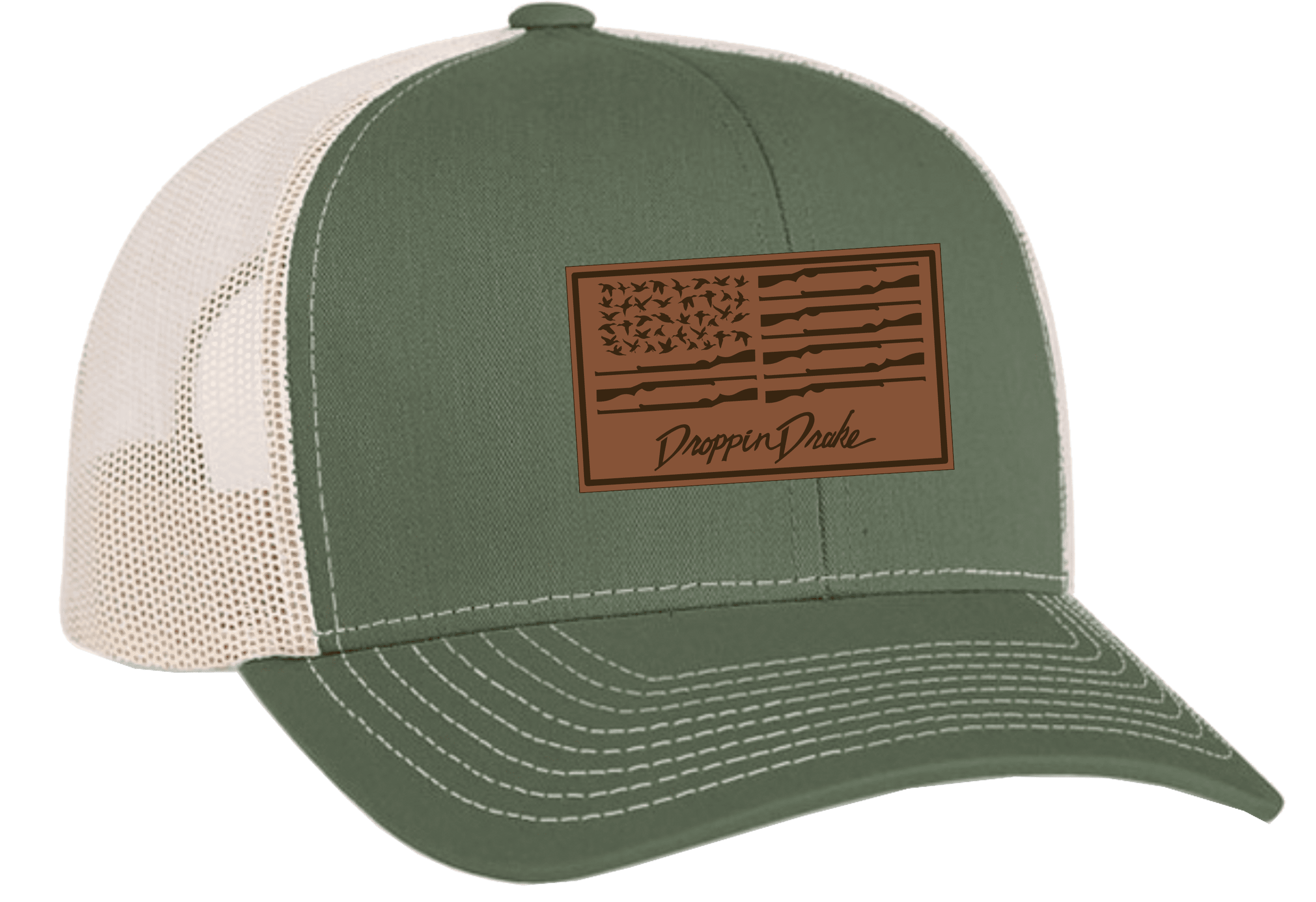 Jurassic Park Movie Forest Green Logo Patch Retro Trucker Moss/Khaki Cap Hat 