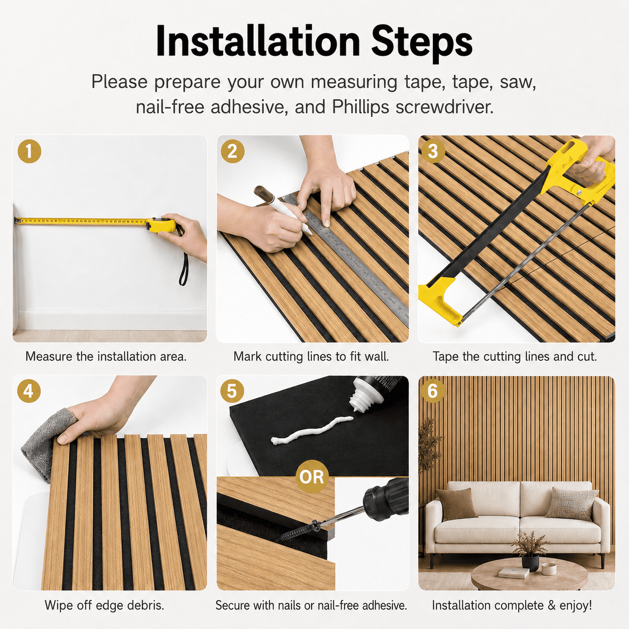 4-Pack Wood Slat Acoustic Wall Panels, 23.5" x 47.1" MDF Slat Wall Paneling for Modern Interior Wall Decor, Sound Absorbing Accent Panels, 31 Sq. Ft,Oak