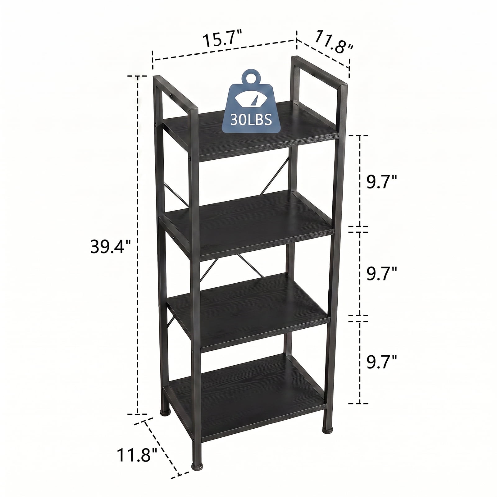 Alvantor 3/4-Tier Industrial Bookshelf, Narrow Storage Rack classical-style shelves for living rooms, homes, and offices