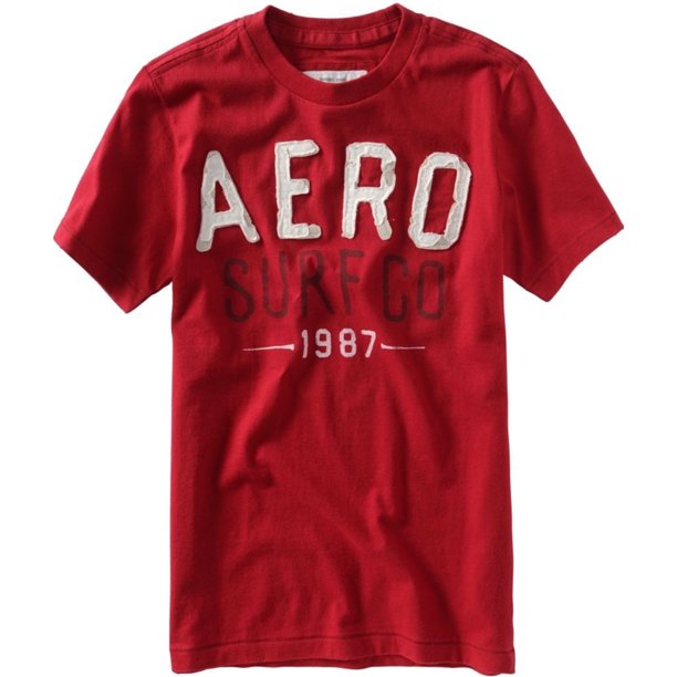 Aeropostale - Camiseta gráfica para hombre Aero Surf Co, color rojo, XS