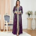 thumbnail image 3 of Vestido de terciopelo de manga larga para mujer musulmana, bata de Oriente Medio, otoño e invierno, 3 of 4