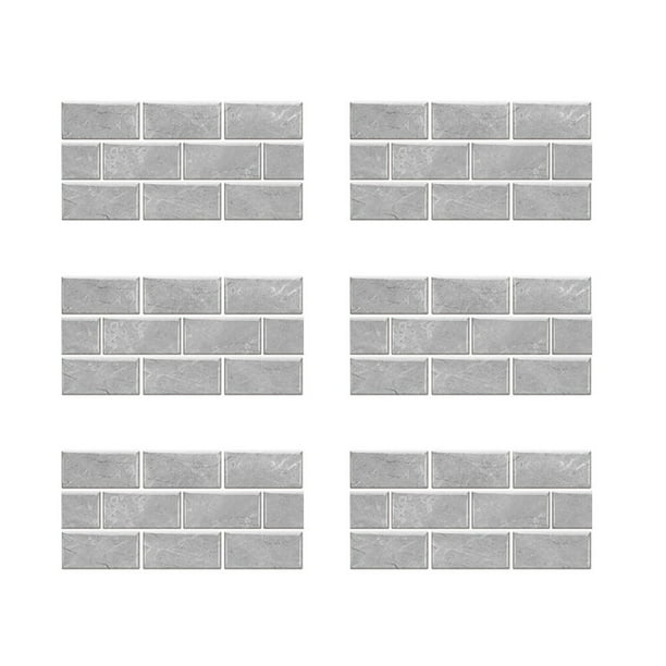 papeles pintados autoadhesivos con diseño de ladrillo (gris)