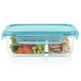 thumbnail image 3 of Pyrex MealBox 4-cup Divided Glass Food Storage Container with Turquoise Lid, Best Used for Leftover Storage and Reheating, 3 of 9