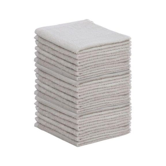 Superio Cotton Terry Washcloths Grey Towels 100% Cotton Cleaning Cloth 16" Rags Wash Clothes for Body and Face, Spa Towels, Multi Purpose (18, 16"x16")