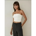 thumbnail image 4 of Strapless Ruffle Drape Crop Top, 4 of 7