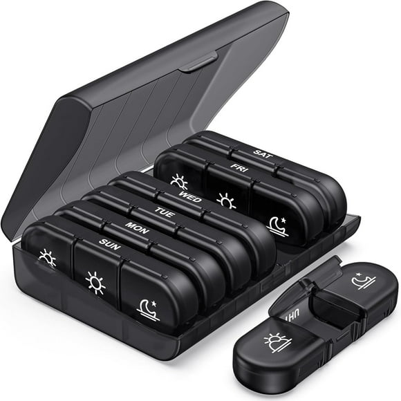 OAZOUF Weekly Pill Organizer 3 Times a Day - Large 7 Day Pill Box with Easy Open Design and Large Compartment - Medicine Pill Organizer for Pills Vitamin Fish Oil Supplements