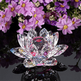 thumbnail image 3 of D Crystal Lotus Flower Figurine Valentine Wedding Decor Glass Craft Collection Paperweight Table Ornament, 3 of 6