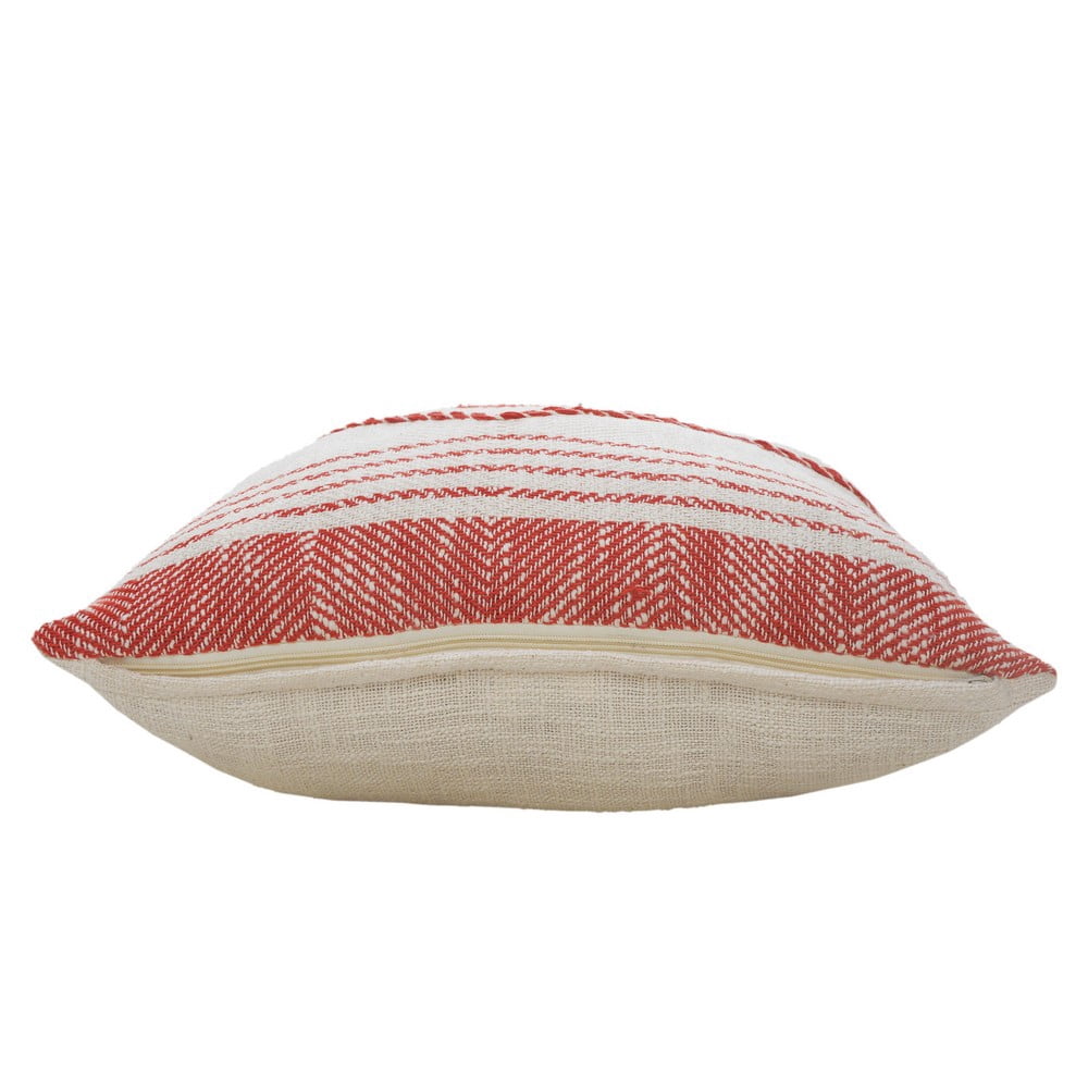 Ox Bay 20" x 20" Hand-Woven Pink/ White Geometric Organic Cotton Pillow Cover