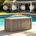 thumbnail image 6 of Decksplore 120 Gallon Resin Deck Box with Gas Struts, Lockable Outdoor Patio Storage Box, Tan, 6 of 11