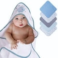 thumbnail image 1 of Softan Baby Hooded Bath Towel and Washcloths, Extra Soft and Ultra Absorbent, 6 Pack Gift for Newborn and Infants (Elephant & Star), 1 of 6