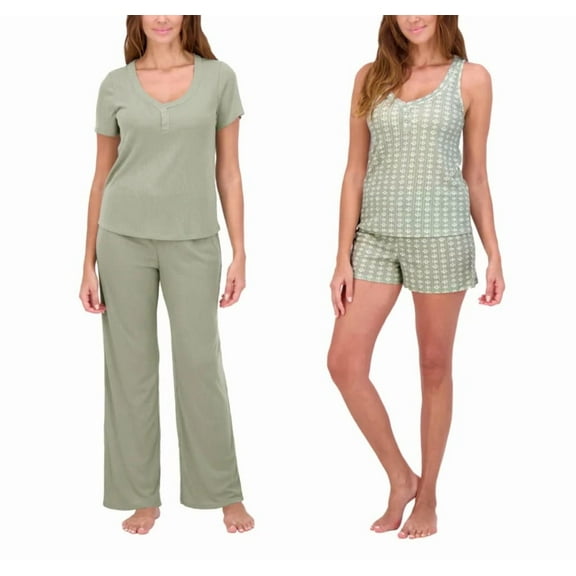 Live2Lounge Women’s 4-piece Pointelle Lounge Set - XXL - Green