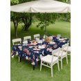 thumbnail image 5 of 60x102 Inch Outdoor Tablecloth with Umbrella Hole Zipper Rectangle Navy Blue Blossoms Black Cat Rectangular Tablecloths Waterproof Farmhouse Romantic Flowers Patio Table Cloth Cover for Picnic, 5 of 8
